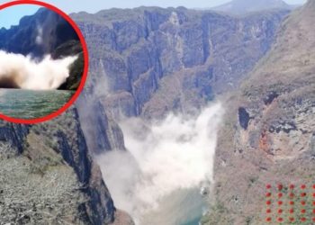 ¡Nmms! Captan momento de desprendimiento de pared del Cañón del Sumidero (VIDEO)