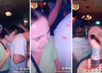 Mujer marca sus besos en camisas de varios hombres (VIDEO)