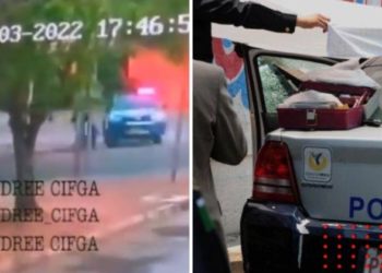 Policías embisten y derriban a asaltantes que huían (VIDEO)