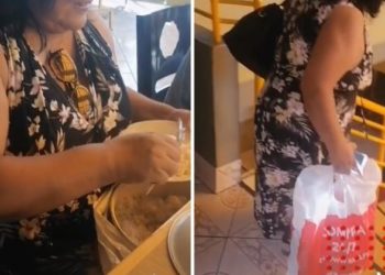 Mamá saca olla de arroz en restaurante y video se viraliza