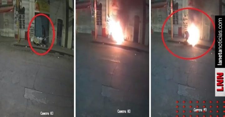 VIDEO FUERTE: indigna sujeto que prende fuego a indigente en Aguascalientes