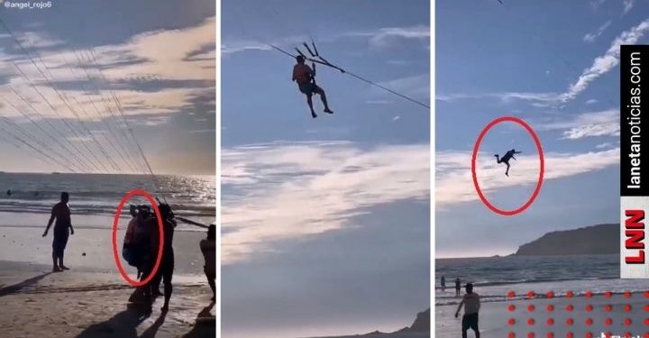 Video de turista que cae de parachute en Mazatlán