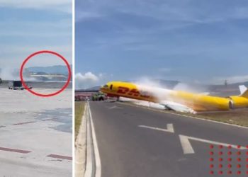 ‘La sangre de Cristo’: avión de DHL se parte en dos durante aterrizaje (VIDEO)