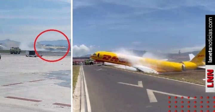 ‘La sangre de Cristo’: avión de DHL se parte en dos durante aterrizaje (VIDEO)