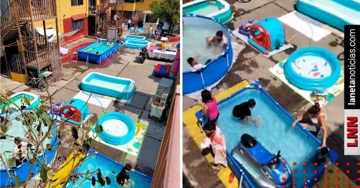 Montan parque acuático en Tepito y se viralizan (VIDEO)