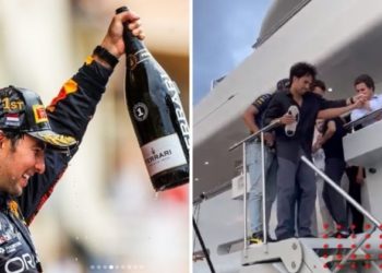 Pero qué tanto es tantito: captan a Checo Pérez saliendo movidón de fiesta en yate