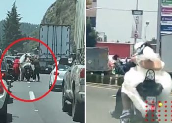 Motociclista rescata y lleva a novia a su boda (VIDEO)