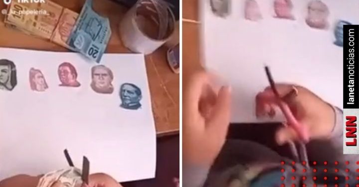 Video de niña que recorta billetes para hacer tarea