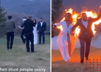 Pareja de novios se prende fuego en plena boda (VIDEO)