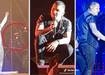 Avientan hielos a Christian Nodal en pleno concierto (VIDEO)
