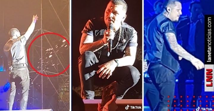 Avientan hielos a Christian Nodal en pleno concierto (VIDEO)