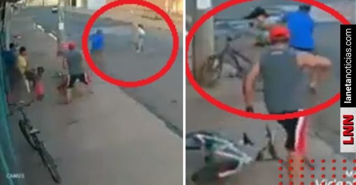 Hombre salva a niña de sufrir accidente en bicicleta (VIDEO)