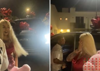 Se lució: Geros sorprende a Mona con camioneta del año por San Valentín (VIDEO)