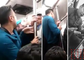 Sujeto jala palanca de emergencia del Metro y lo golpean