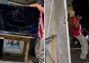 Aficionado de Chivas avienta tele por la ventana por derrota