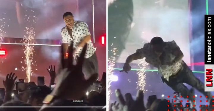 Eduin Caz se lanza al público y nadie lo cacha (VIDEO)