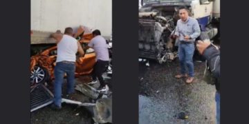 Hombre se impacta contra tráiler y sobrevive de milagro