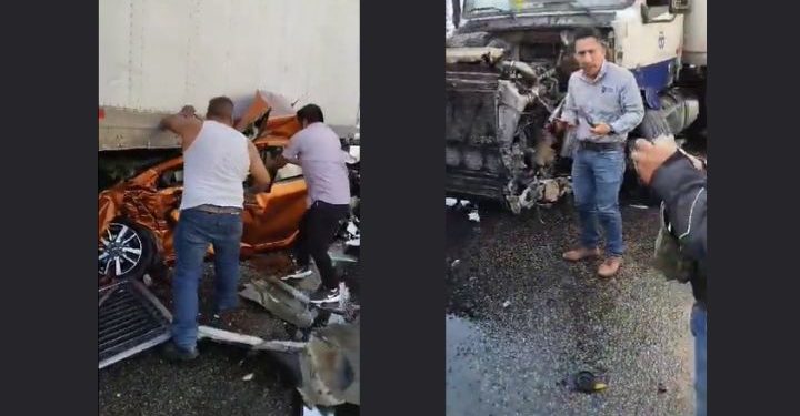 Hombre se impacta contra tráiler y sobrevive de milagro