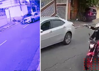 Asaltantes amagan a automovilista para robarle; víctima los atropella (VIDEO)