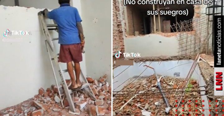 video hombre destruye casa que construyó terreno suegros