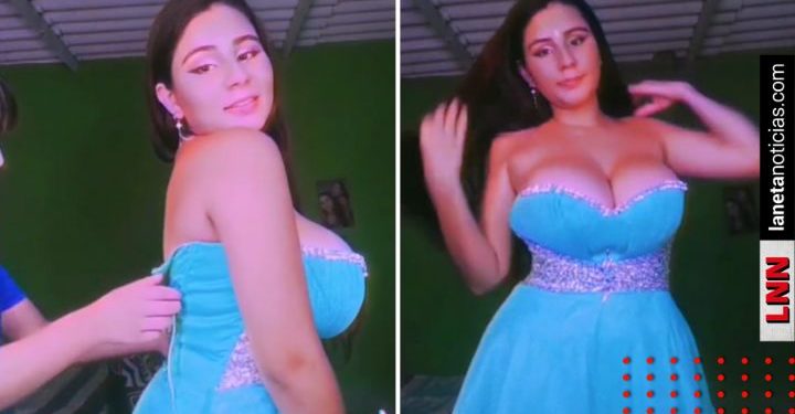 Joven se prueba viejo vestido de XV años y se hace viral