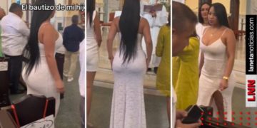 VIDEO: Mujer acude con vestido ajustado a bautizo de su hijo