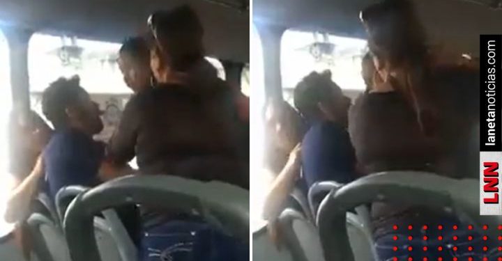 Mujer embarazada descubre a esposo con amante en microbús