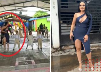 Mamá se roba el show en festival de fin de curso de hijo