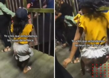Niña desafía la gravedad en juego mecánico (VIDEO)