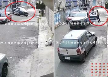 VIDEO: Polis aprovechan descuido y se roban cartón de chelas