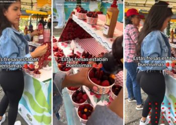 Vendedora de fresas con crema causa sensación en TikTok