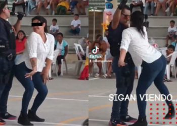 Mujer perrea con payaso en festejo del Día de las Madres