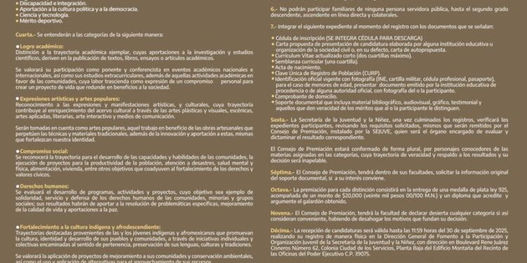 Gobierno de Guerrero lanza convocatoria al Premio Estatal al Mérito Juvenil 2025