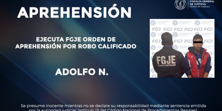 Ejecuta FGJE orden de aprehensión por robo calificado