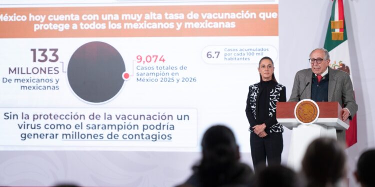La presidenta Claudia Sheinbaum hace llamado a mantener la calma; hay 28 millones de vacunas contra el sarampión