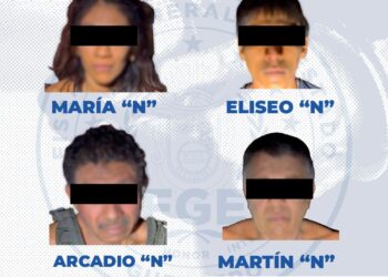 FGEGuerrero detiene a 4 personas tras agresión en la localidad de El Arenal de Álvarez, municipio de Benito Juárez; aseguran armas, granada y presunto cristal.