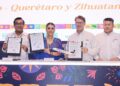 Firma Evelyn Salgado convenio con la empresa Volaris para poner en funcionamiento dos rutas aéreas