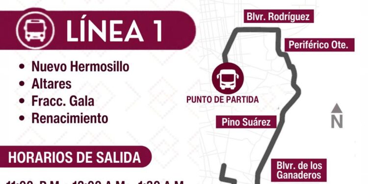 Facilita Gobierno de Sonora transporte gratuito nocturno en Hermosillo del 21 al 24 de mayo