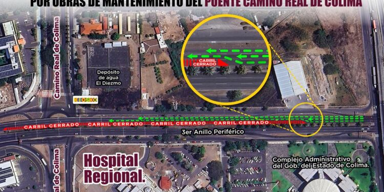 Seidum Colima informa cierre parcial de carril por trabajos de mantenimiento en el Puente Camino Real