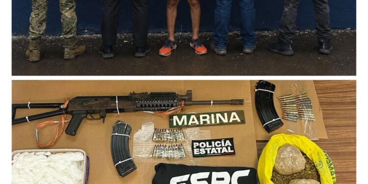 Mesa de Coordinación Estatal informa detención de generador de violencia; le aseguran arma automática y diversas drogas