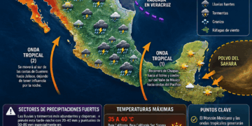 México vivirá una jornada de contrastes entre tormentas intensas, calor extremo y la llegada del polvo del Sahara