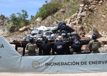 Marina y la FGR incineran más de tres toneladas y media de Clorhidrato de Cocaína en Acapulco, Guerrero
