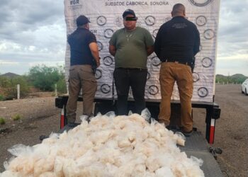 Asegura Mesa Estatal de Seguridad alrededor de 200 kilogramos de metanfetamina en Caborca