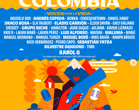 Miguel Bosé, Karol G y Sebastián Yatra se unen por Colombia tras terremoto