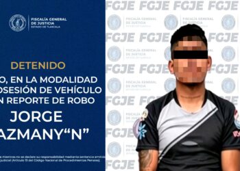 Tras persecución, FGJE recupera vehículo con reporte de robo y detiene a probable responsable