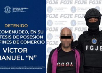Detiene FGJE a hombre por delitos contra la salud, en su modalidad de narcomenudeo