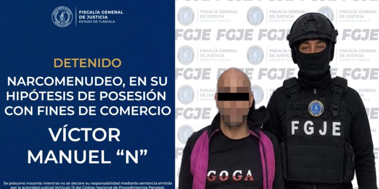 Detiene FGJE a hombre por delitos contra la salud, en su modalidad de narcomenudeo