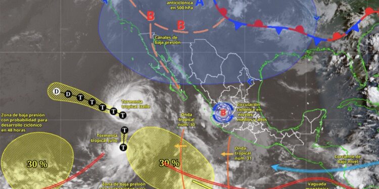 México bajo dos extremos: lluvias torrenciales y temperaturas superiores a 45 °C